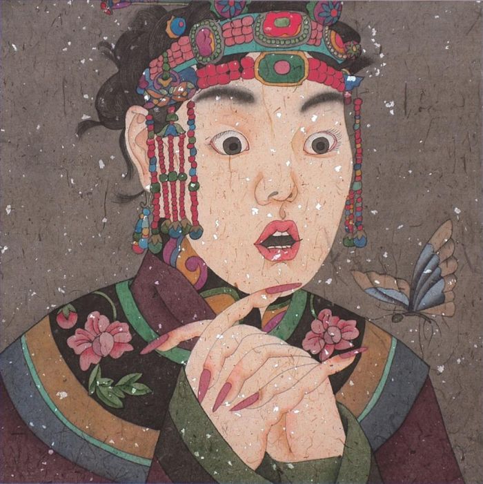 苏茹娅 当代书法国画作品 -  《蒙古族妇女3》