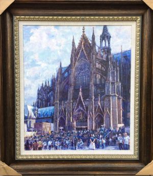 当代油画作品《科隆大教堂》