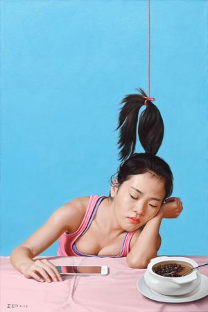王钧的当代艺术作品《闺趣-漫漫圣贤路》