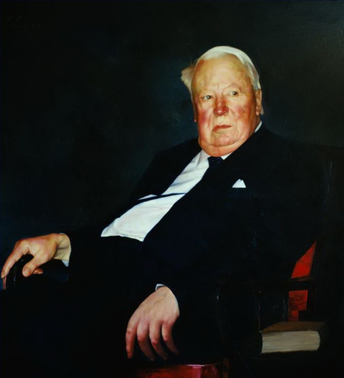 王明粤 当代油画作品 -  《已故英国首相爱德华·希思爵士的肖像》