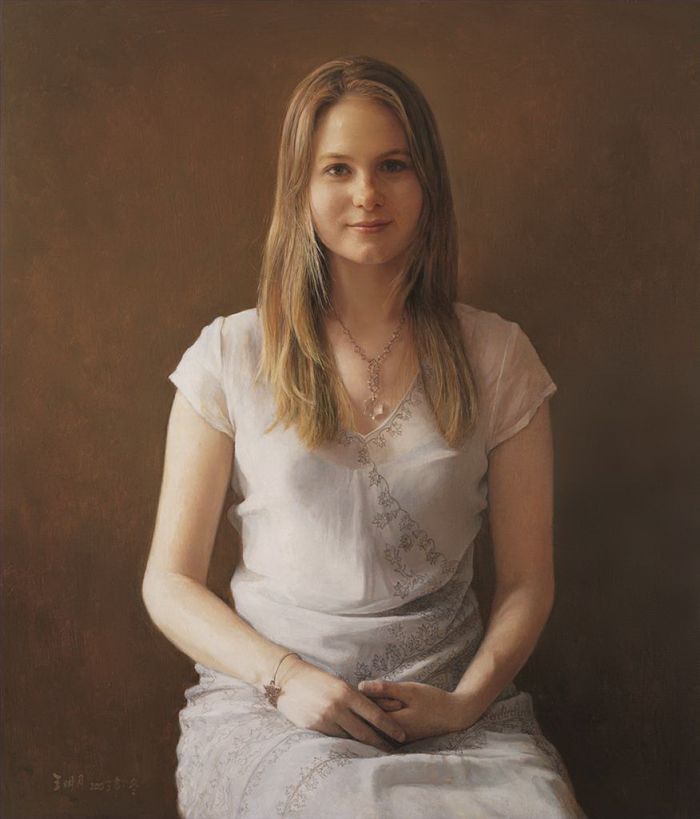 王明月 当代油画作品 -  《新西兰大使的女儿索非亚》