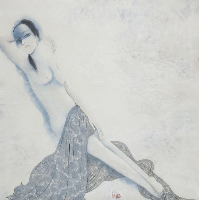 王伟中 当代书法国画作品 -  《凡人女孩》
