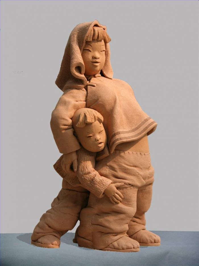 肖小裘 当代雕塑作品 -  《母亲和女儿》