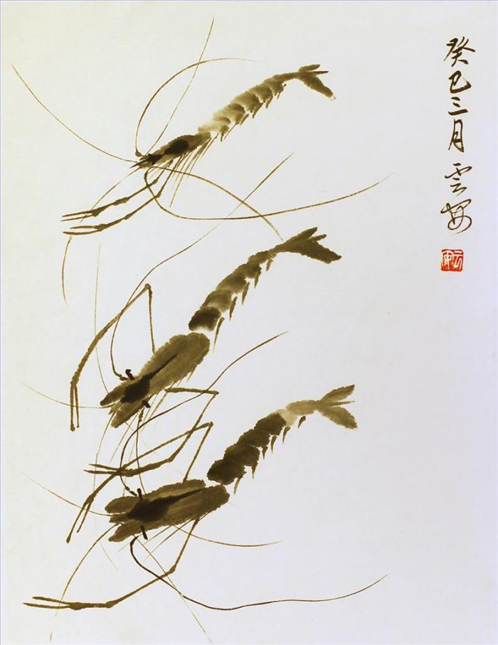 肖云安 当代书法国画作品 -  《三只虾》