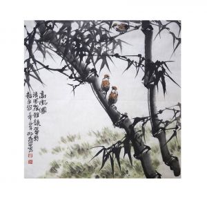 邢树安的当代艺术作品《竹与麻雀2》