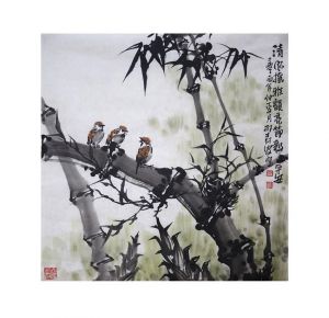 邢树安的当代艺术作品《竹与麻雀》