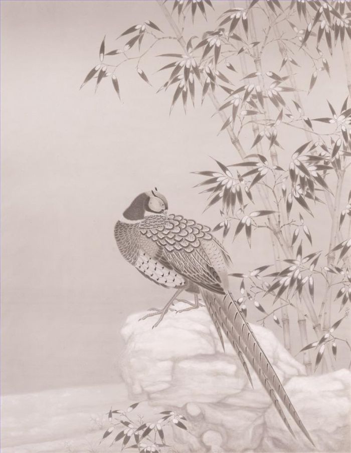 杨立奇 当代书法国画作品 -  《雪中竹》