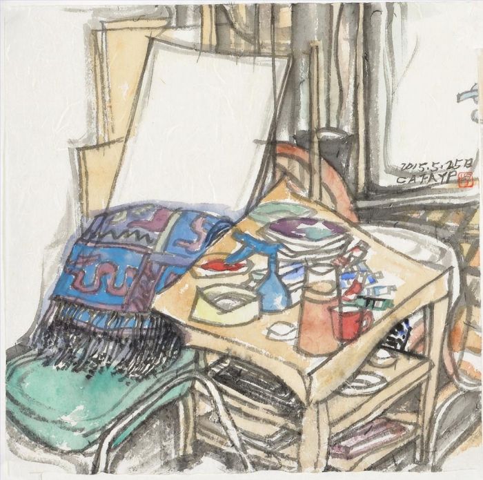 杨平 当代书法国画作品 -  《绘画工作室2》