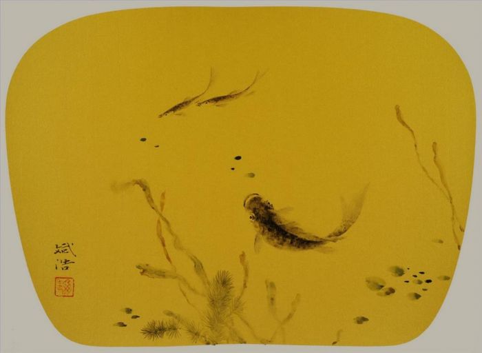 俞斌浩 当代书法国画作品 -  《自由游泳》