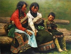 虞世超 当代油画作品 -  《西藏姐妹兄弟》
