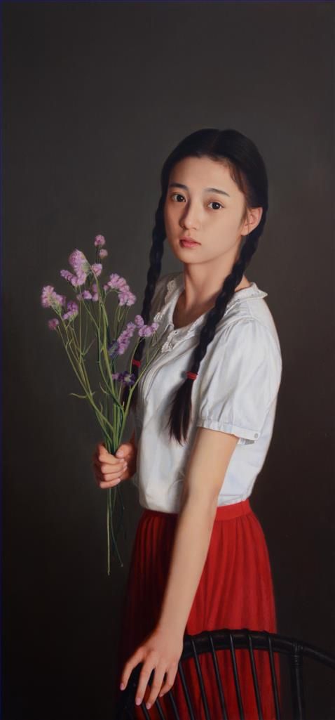 岳小清 当代油画作品 -  《那时17岁》