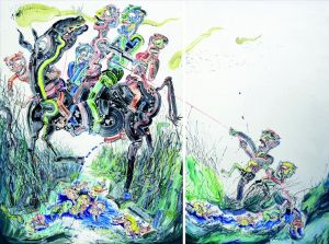 当代油画 - 《梦中被马唤醒》