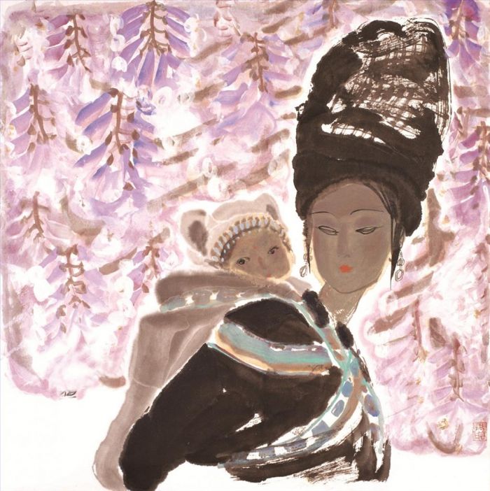 张青渠 当代书法国画作品 -  《侗族姑娘长大了》