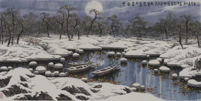赵春秋 当代各类绘画作品 -  《雪原上的月光》