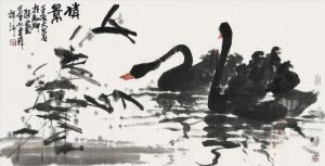 赵紫林的当代艺术作品《两只天鹅漂亮图片》