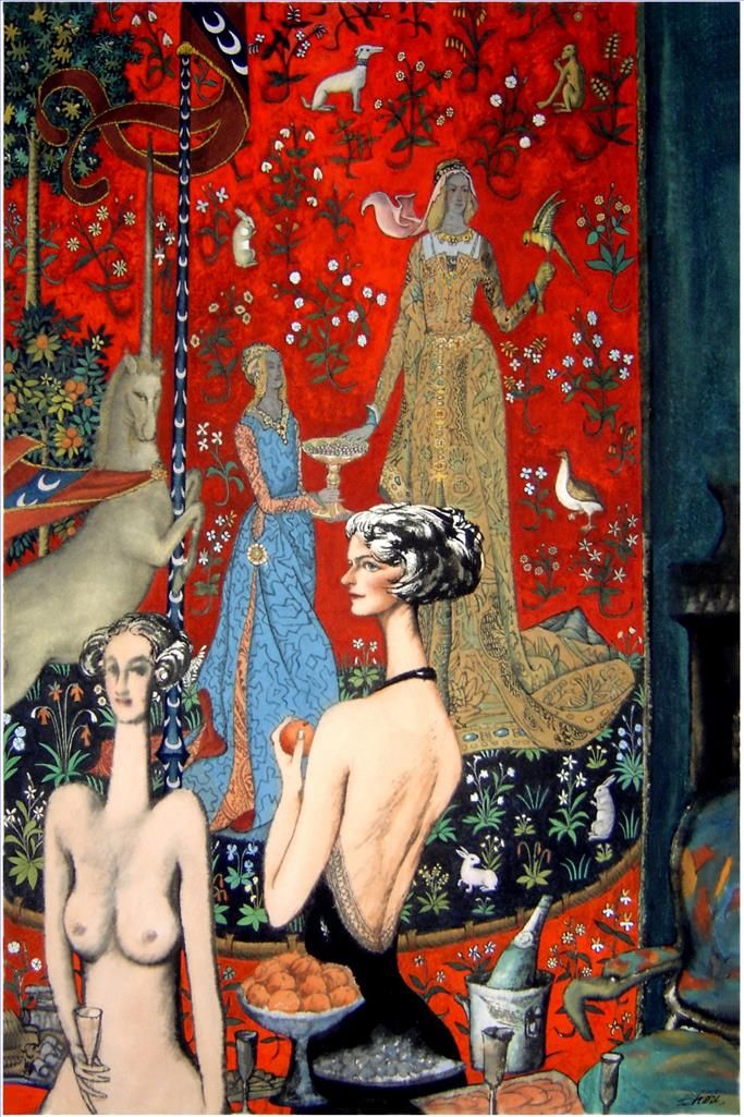 周刚 当代书法国画作品 -  《贵妇与独角兽的味道》