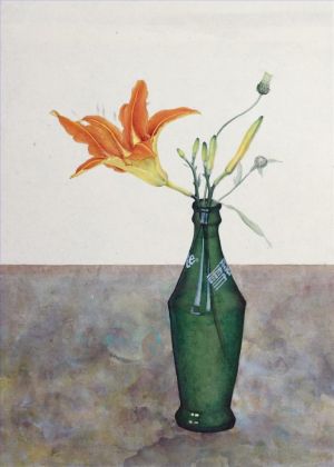 朱剑的当代艺术作品《花瓶里的露丝花》
