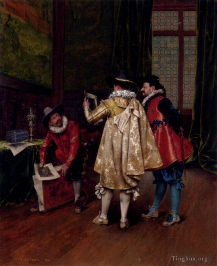 阿道夫·亚历山大·莱斯雷尔 的油画作品 -  《对话》