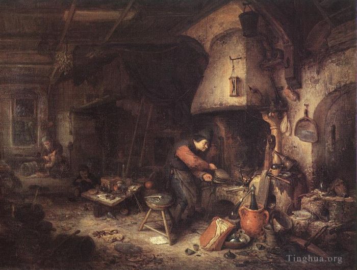 阿德里安·凡·奥斯塔德 的油画作品 -  《炼金术士》