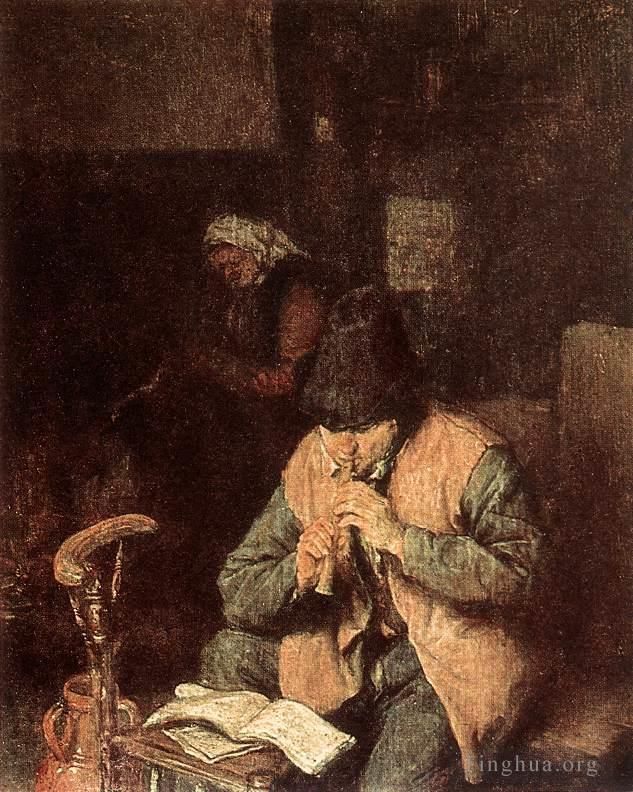 阿德里安·凡·奥斯塔德 的油画作品 -  《长笛演奏家》