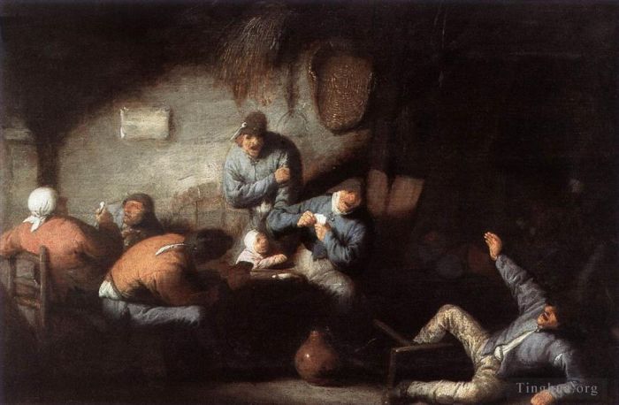 阿德里安·凡·奥斯塔德 的油画作品 -  《客栈场景》
