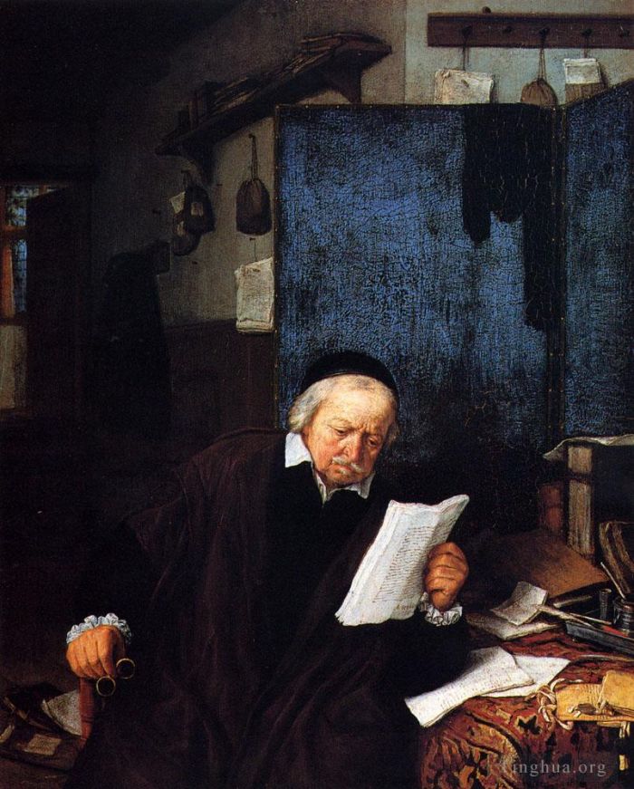 阿德里安·凡·奥斯塔德 的油画作品 -  《书房里的律师》