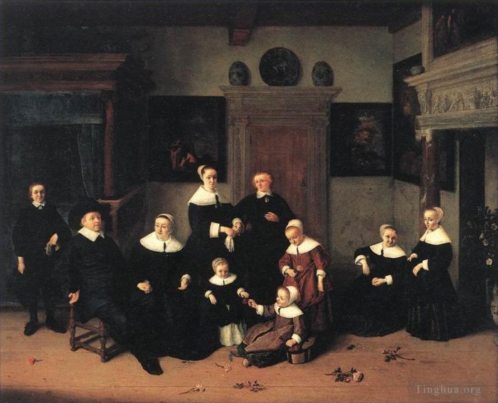 阿德里安·凡·奥斯塔德 的油画作品 -  《一个家庭的肖像》