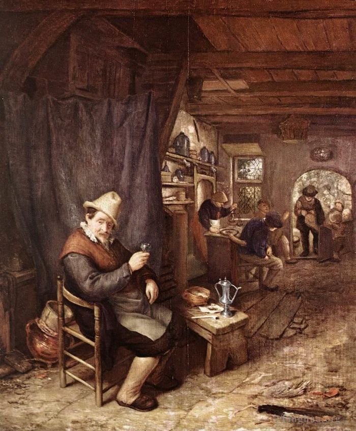 阿德里安·凡·奥斯塔德 的油画作品 -  《饮酒者》