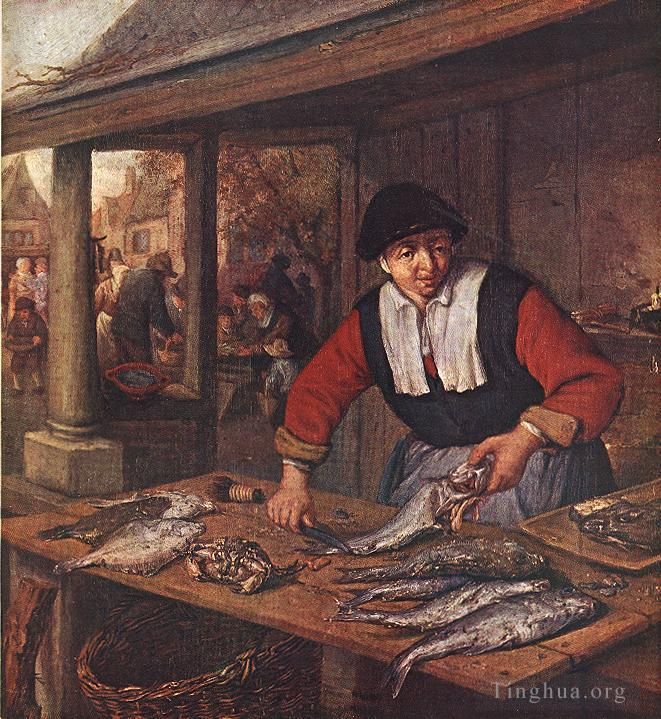 阿德里安·凡·奥斯塔德 的油画作品 -  《鱼妇》
