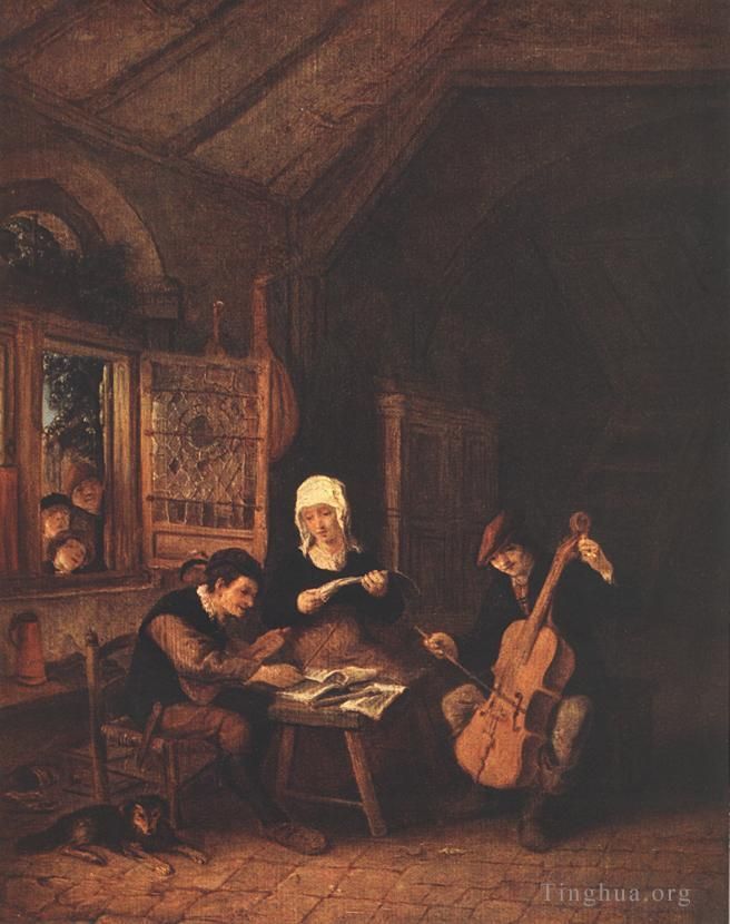 阿德里安·凡·奥斯塔德 的油画作品 -  《乡村音乐家》
