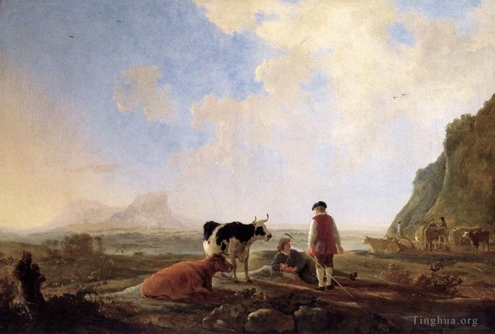 艾尔波特·克伊普 的油画作品 -  《牧民与牛》