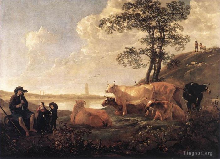 艾尔波特·克伊普 的油画作品 -  《雷嫩附近的风景》
