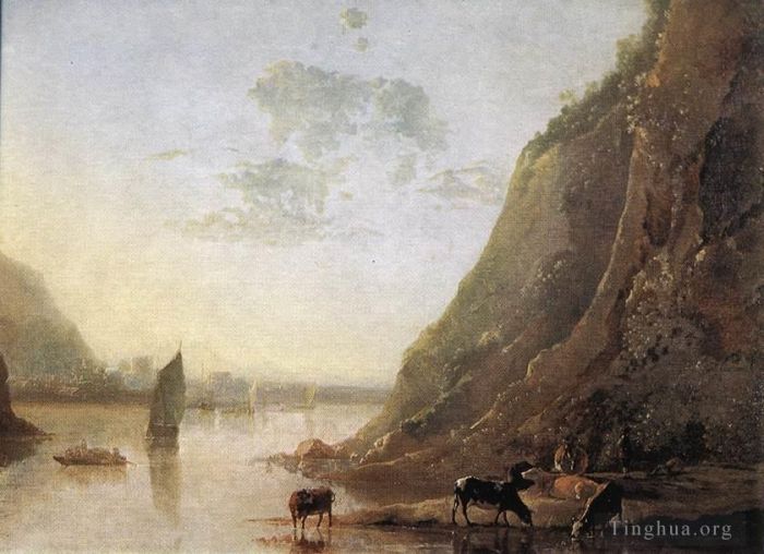 艾尔波特·克伊普 的油画作品 -  《河岸与牛》