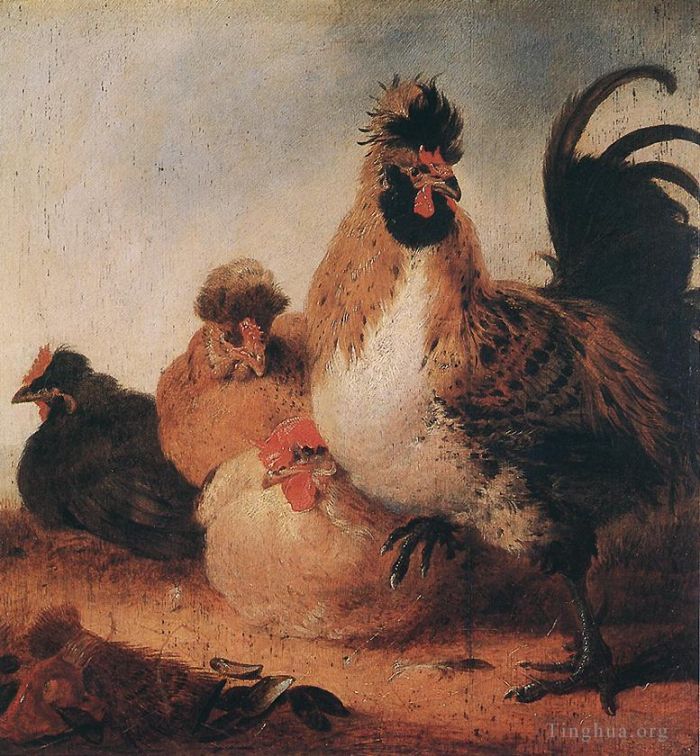 艾尔波特·克伊普 的油画作品 -  《公鸡和母鸡》