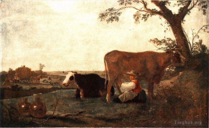 艾尔波特·克伊普 的油画作品 -  《挤奶女工》