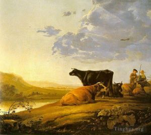 艺术家艾尔波特·克伊普作品《年轻牧民与牛》