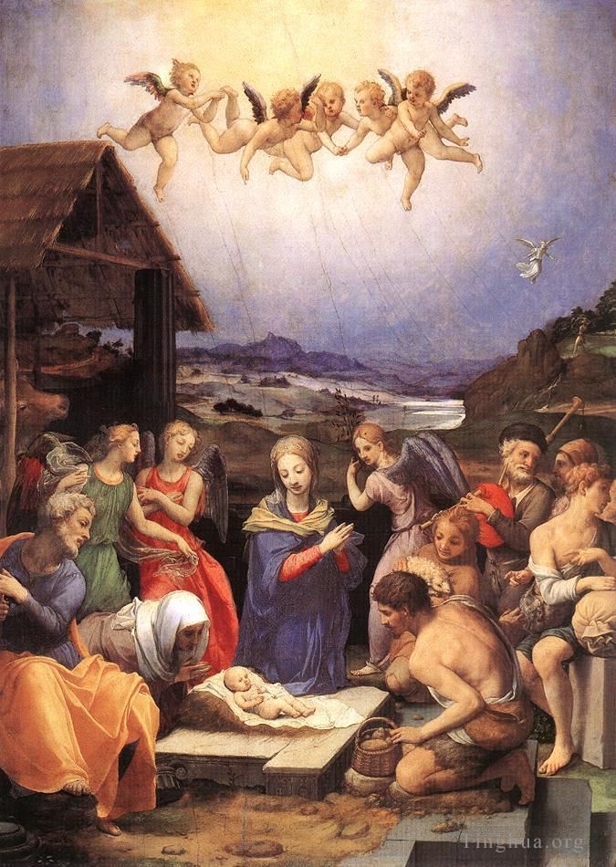 安尼鲁·布隆奇诺 的油画作品 -  《牧羊人的崇拜》