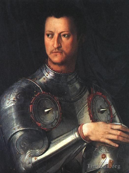 安尼鲁·布隆奇诺 的油画作品 -  《身穿盔甲的科西莫·德·梅迪奇》
