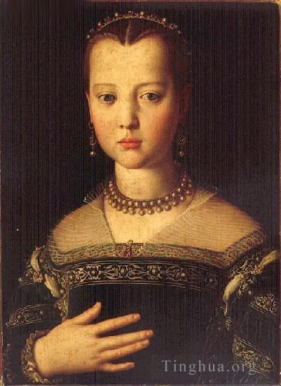 安尼鲁·布隆奇诺 的油画作品 -  《玛丽亚·德·梅迪奇》
