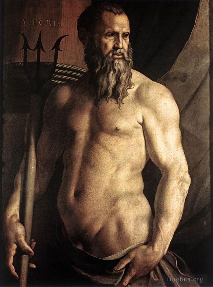 安尼鲁·布隆奇诺 的油画作品 -  《安德里亚·多利亚饰演海王星的肖像》