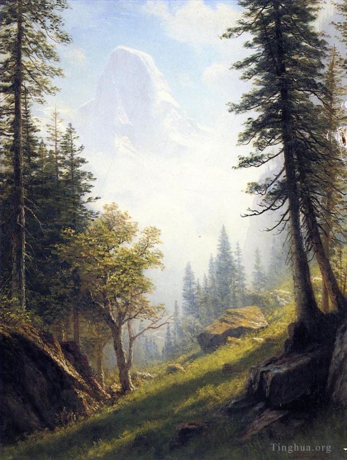 艾伯特·比尔施塔特 的油画作品 -  《位于伯尔尼阿尔卑斯山之中》