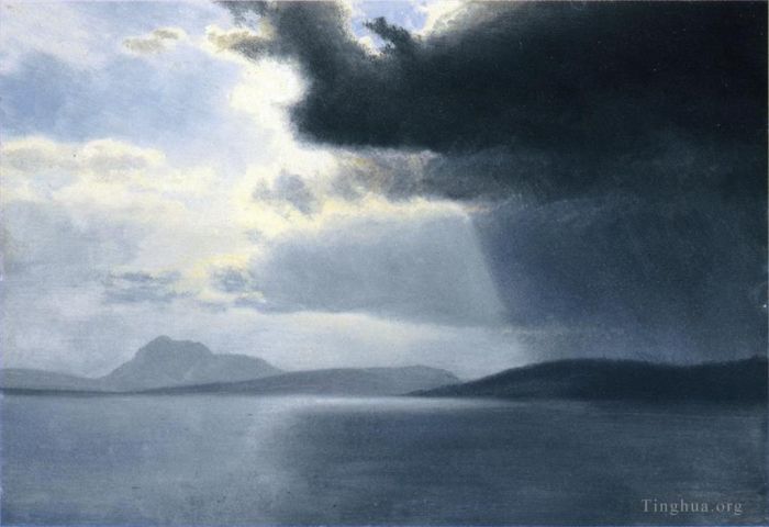 艾伯特·比尔施塔特 的油画作品 -  《哈德逊河上的雷雨即将来临》