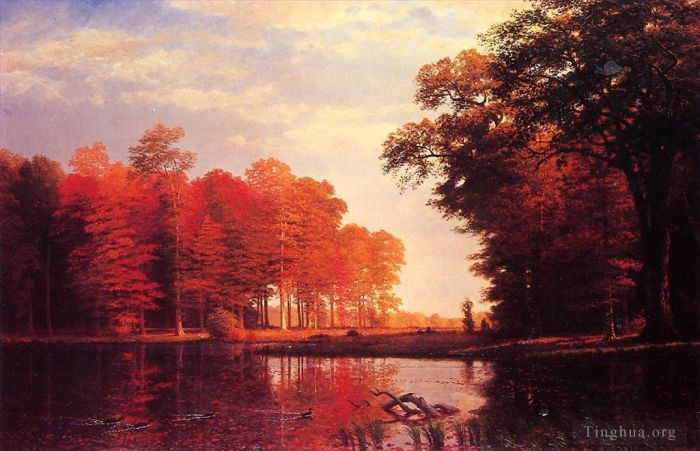 艾伯特·比尔施塔特 的油画作品 -  《秋天的树林》