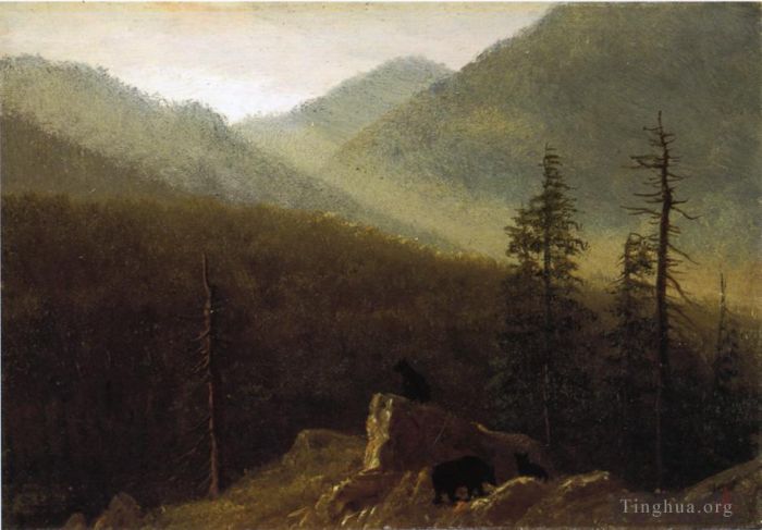 艾伯特·比尔施塔特 的油画作品 -  《荒野中的熊》