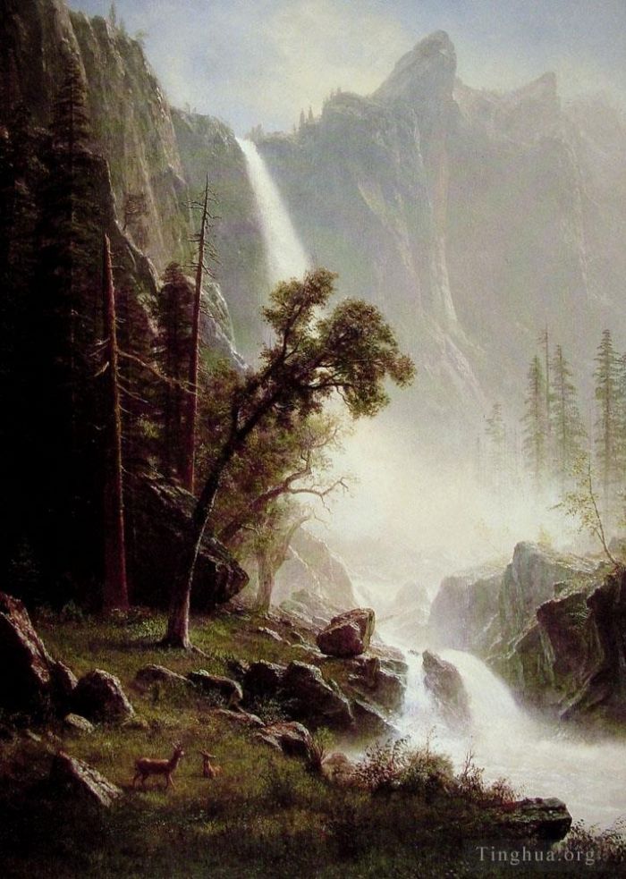 艾伯特·比尔施塔特 的油画作品 -  《新娘面纱瀑布》