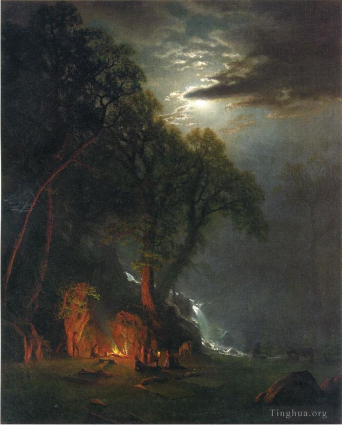 艾伯特·比尔施塔特 的油画作品 -  《约塞米蒂篝火场》