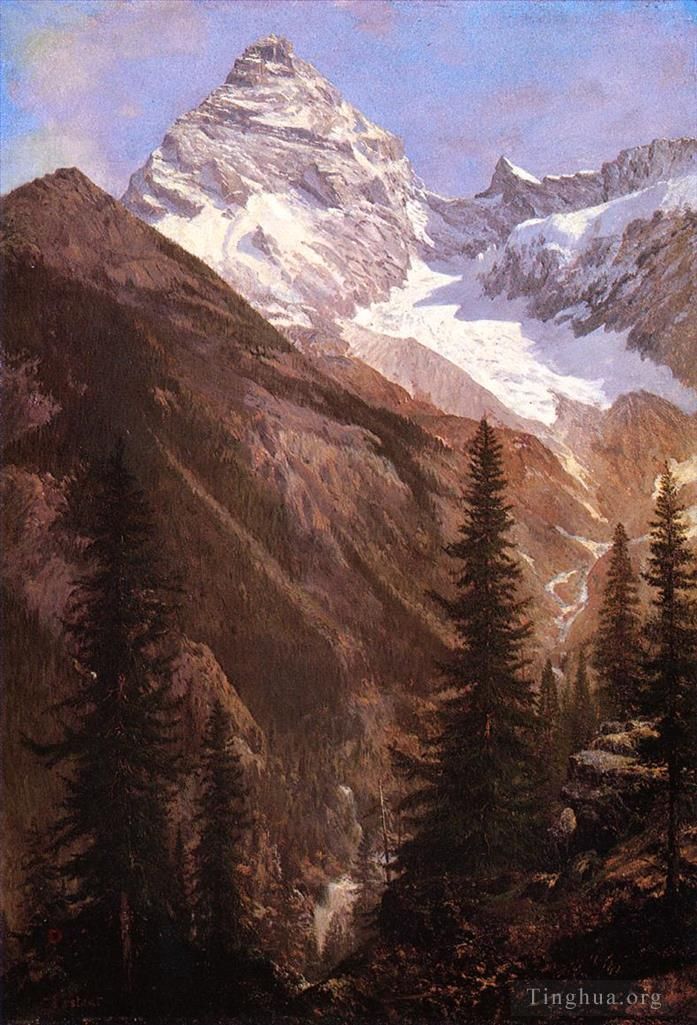 艾伯特·比尔施塔特 的油画作品 -  《加拿大落基山脉阿苏尔坎冰川》