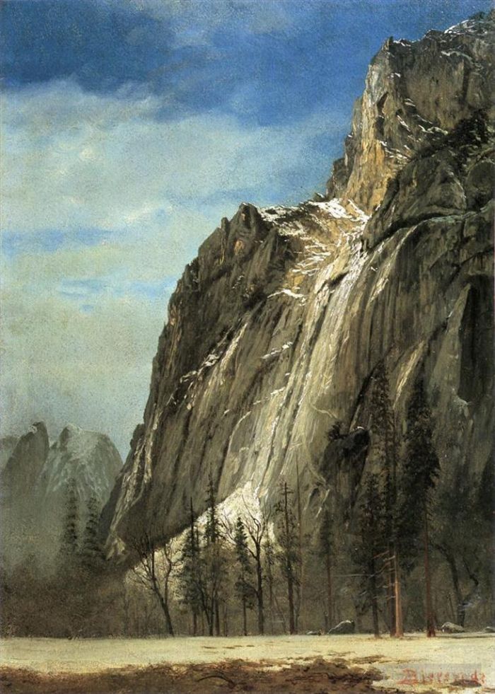 艾伯特·比尔施塔特 的油画作品 -  《大教堂岩石欣赏优胜美地景观》