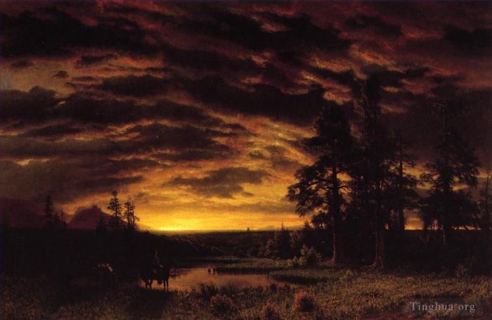 艾伯特·比尔施塔特 的油画作品 -  《草原之夜》
