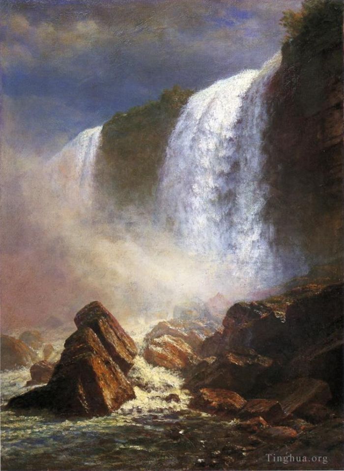 艾伯特·比尔施塔特 的油画作品 -  《从下面看尼亚加拉瀑布》
